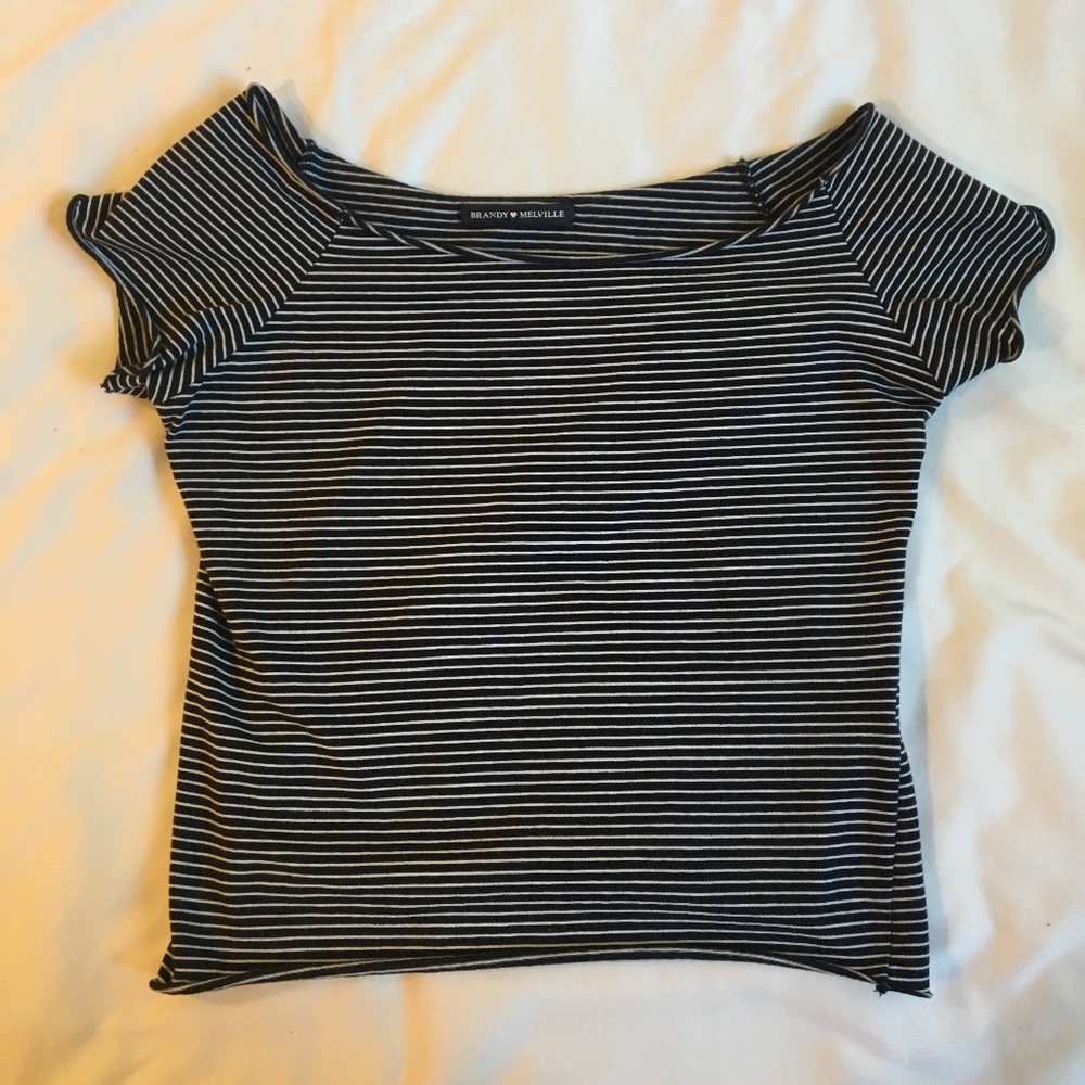 Brandy Melville Striped Crop Top - Blue/White - OS